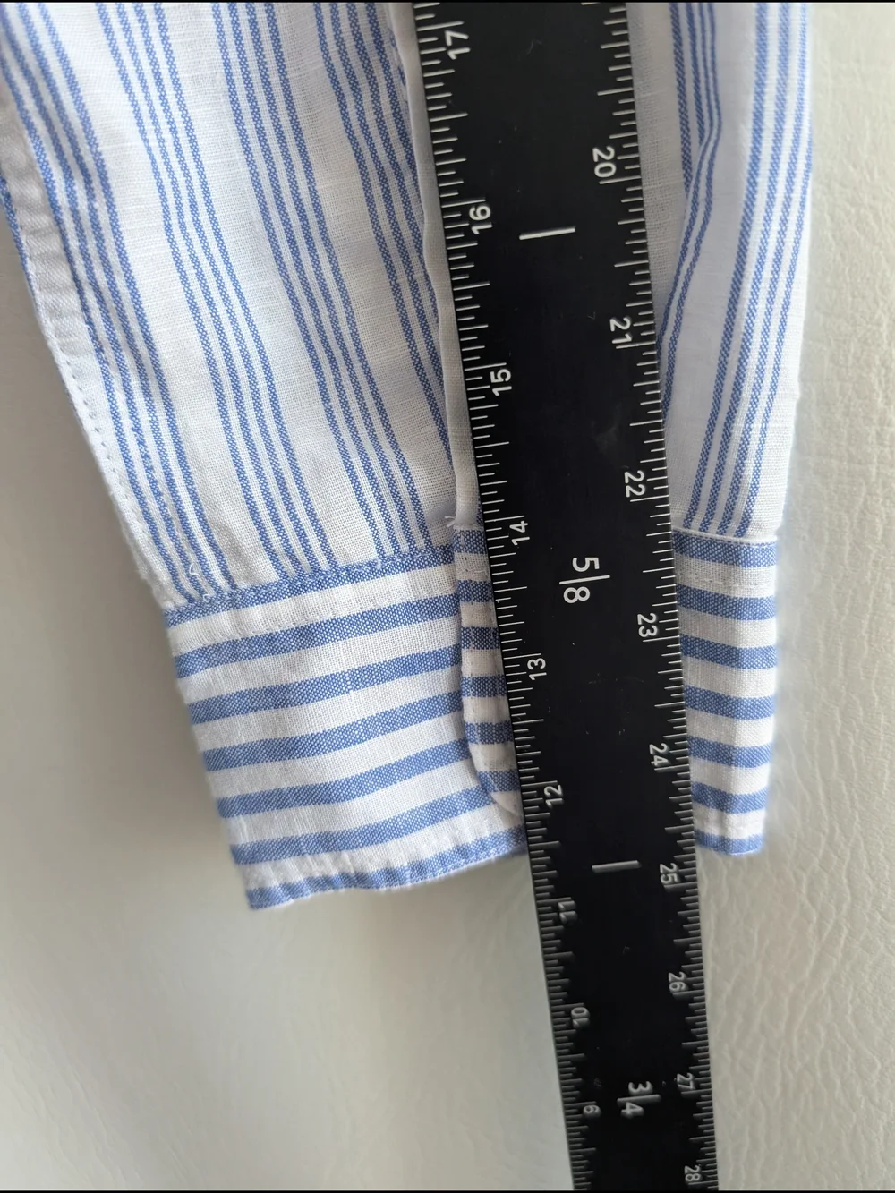 J. Crew Linen Blend Light Blue and White Striped Button-Down Shirt - 10